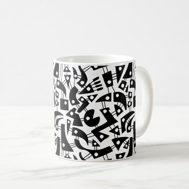Abstrakte Formen 180318 - Schwarzweiß Kaffeetasse (VorderseiteRechts)