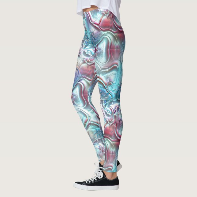Abstrakte Formen aus Glas auf sandiger Textur Leggings (Links)