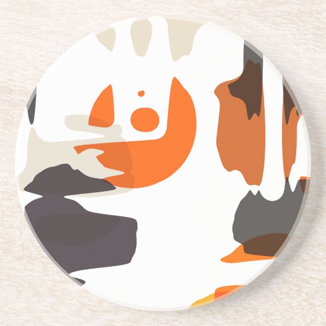 Abstrakte Formen in Retrofarben Getränkeuntersetzer (Vorne)