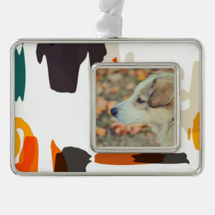 Abstrakte Formen in Retrofarben Rahmen-Ornament Silber