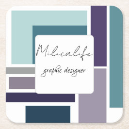 Abstrakte Formen, soziale Medien Rechteckiger Pappuntersetzer