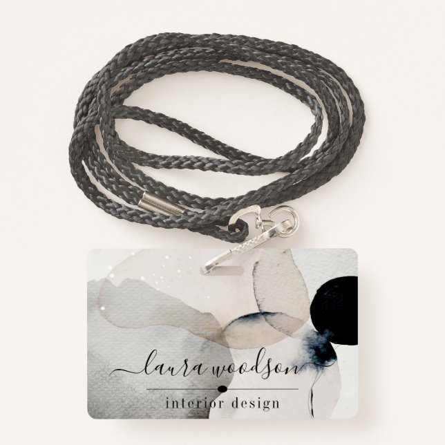 Abstrakte Formen von Aquarellen - Innenarchitekten Ausweis (Rückseite mit Schlüsselband)