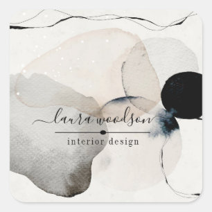 Abstrakte Formen von Aquarellen - Innenarchitekten Quadratischer Aufkleber