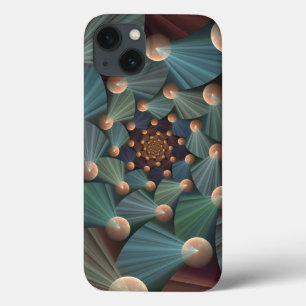 Abstrakte Fraktal Kunst mit tiefbraunem Schiefer B iPhone 13 Hülle