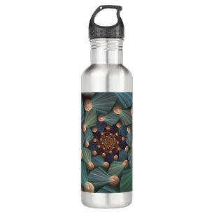 Abstrakte Fraktal Kunst mit tiefbraunem Schiefer B Edelstahlflasche