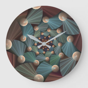 Abstrakte Fraktal Kunst mit tiefbraunem Schiefer B Große Wanduhr