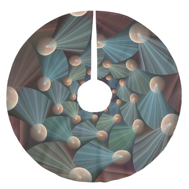 Abstrakte Fraktal Kunst mit tiefbraunem Schiefer B Polyester Weihnachtsbaumdecke (Vorderseite)