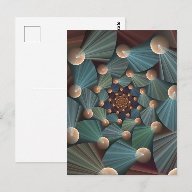 Abstrakte Fraktal Kunst mit tiefbraunem Schiefer B Postkarte (Vorne/Hinten)