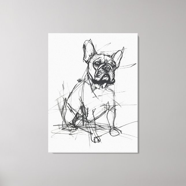 Abstrakte französische Bulldog-Sketch Leinwanddruck (Vorderseite)