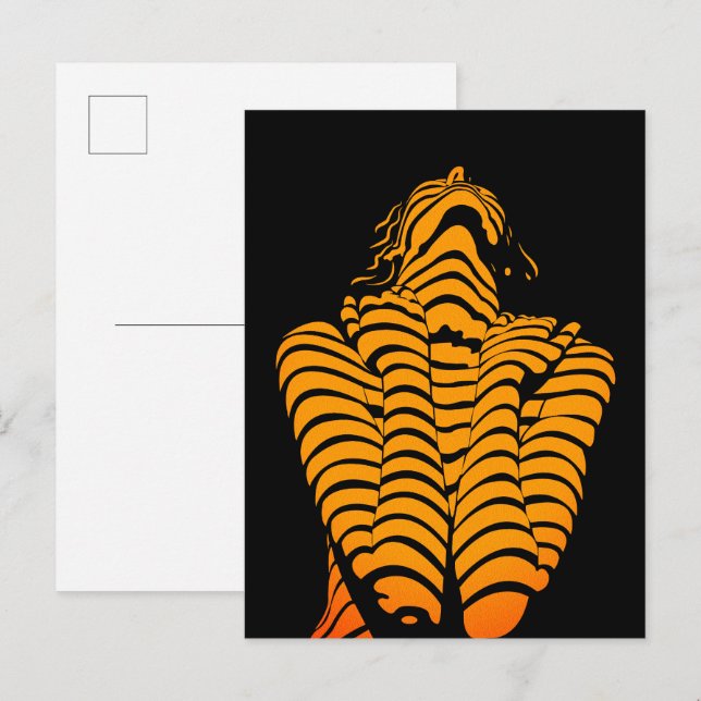 Abstrakte Frau Expressive Moderne Silhouette Postkarte (Vorne/Hinten)
