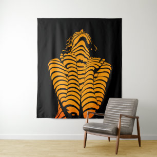 Abstrakte Frau Expressive Moderne Silhouette Wandteppich
