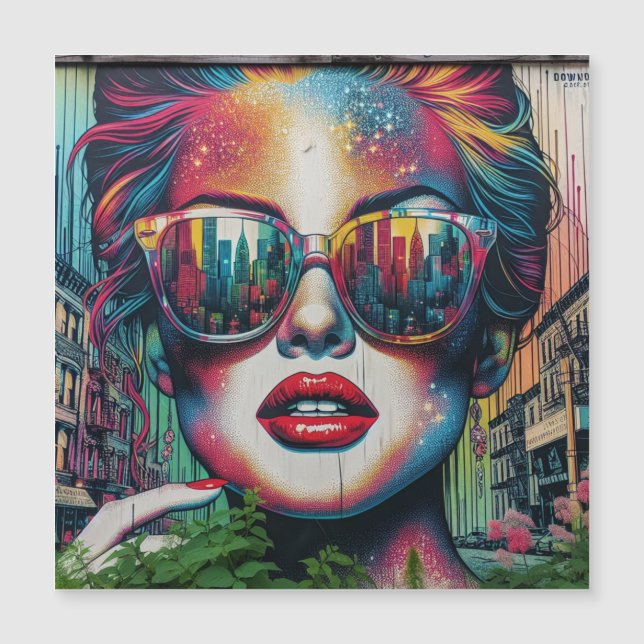 Abstrakte Frau in Sonnenbrille Magnetkarte (Vorderseite)