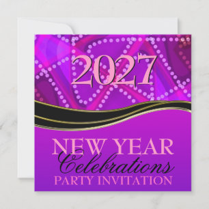 Abstrakte Frau Lila Rosa Silvesterparty Einladung