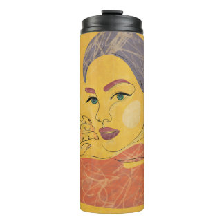 Abstrakte Frau: Minimalistisches Portrait Thermosbecher