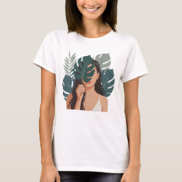 Abstrakte Frau mit Monstera-Pflanze T-Shirt