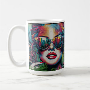 Abstrakte Frau mit Sonnenbrille Ai Kunst Kaffeetasse