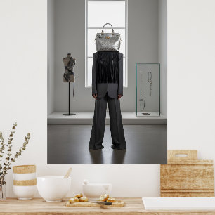 Abstrakte Frau mit Tasche auf dem Kopf Poster