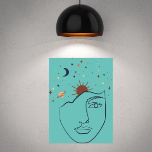 Abstrakte Frau und Sterne Poster