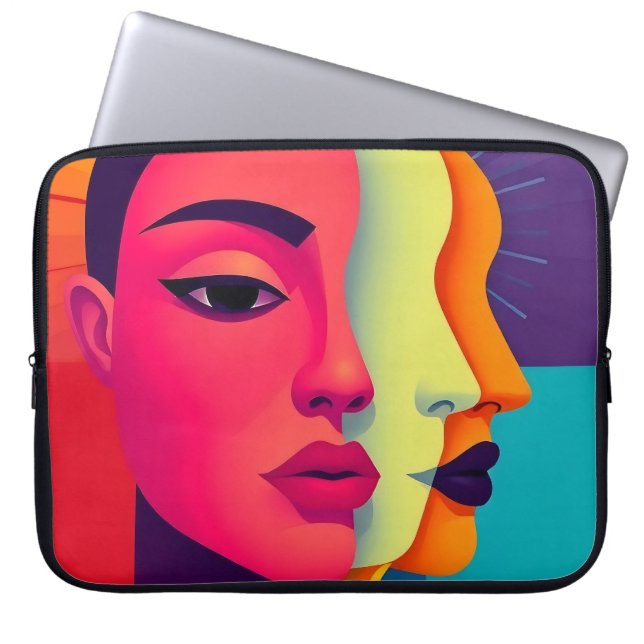 Abstrakte Frauen Gesichter Laptopschutzhülle (Vorderseite)