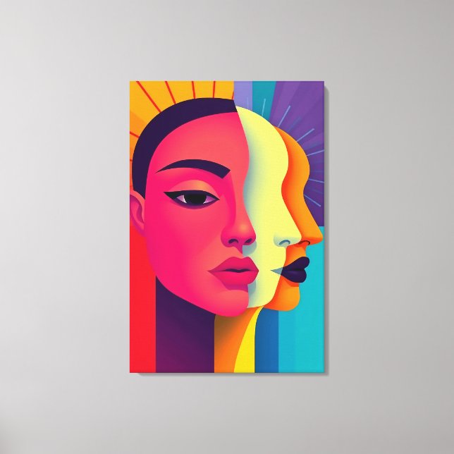 Abstrakte Frauen Gesichter Leinwanddruck (Vorderseite)