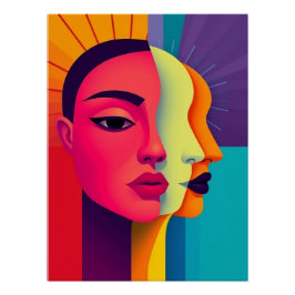 Abstrakte Frauen Gesichter Poster