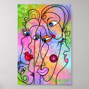 Abstrakte Frauen sehen sich Moods Poster Cubism St