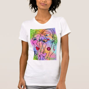 Abstrakte Frauen sind mit T - Shirt konfrontiert