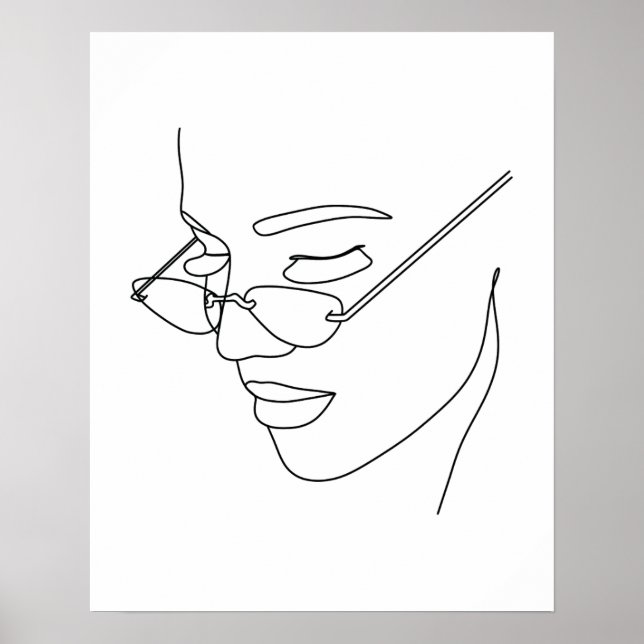 Abstrakte Frauengesicht mit Sonnenbrille Art Poster (Vorne)