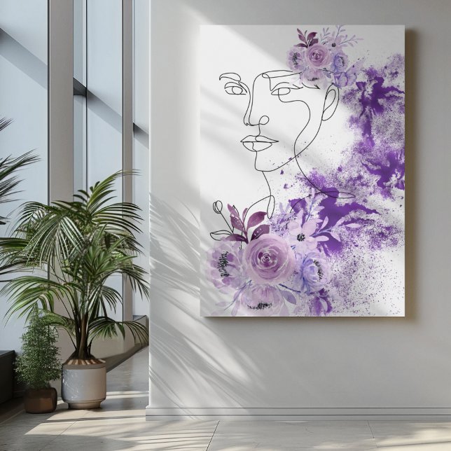 Abstrakte Frauenkunst mit violetten Blüten Leinwanddruck (Von Creator hochgeladen)