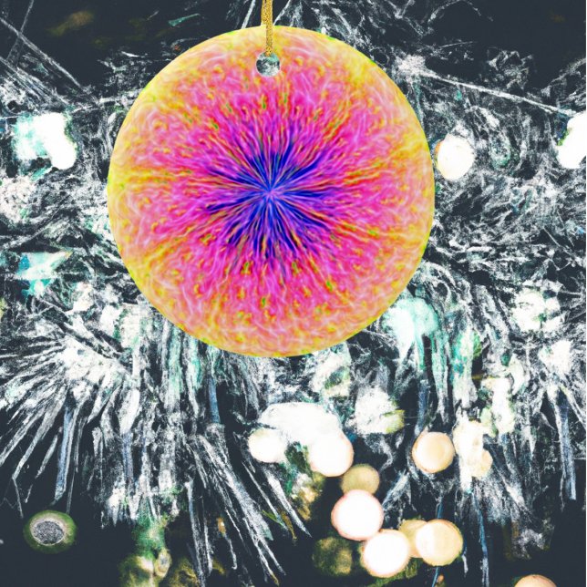 Abstrakte Freude Rosa und Orange Keramik Ornament (Von Creator hochgeladen)