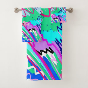 Abstrakte Frühjahrslandschaft Badhandtuch Set