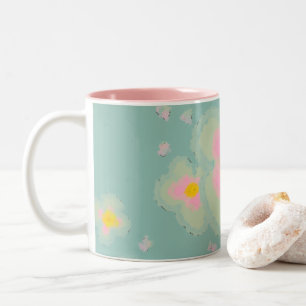 Abstrakte Frühlings-Blume Rosa und Aquamarin Zweifarbige Tasse