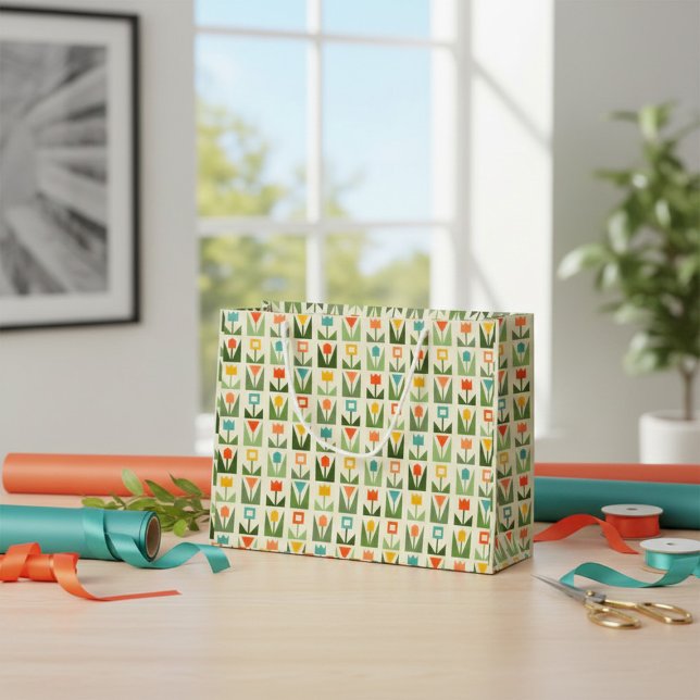 Abstrakte Frühlingsblumen Große Geschenktasche Große Geschenktüte (Von Creator hochgeladen)