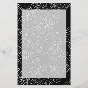Abstrakte Frühlingsblumen in Schwarz-Weiß Briefpapier