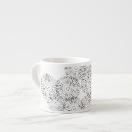 Abstrakte Frühlingsblumen in Schwarz-Weiß Espressotasse