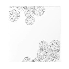 Abstrakte Frühlingsblumen in Schwarz-Weiß Notizblock