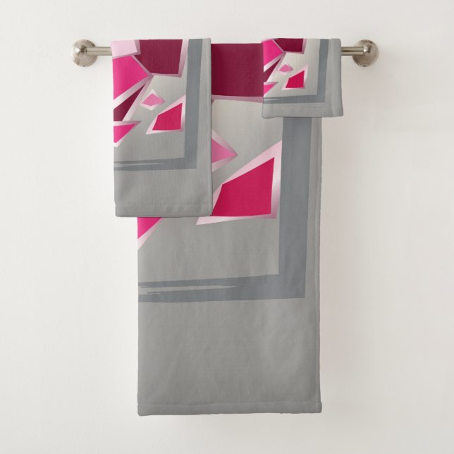 Abstrakte Fuchsie-Blume Badhandtuch Set (Insitu)