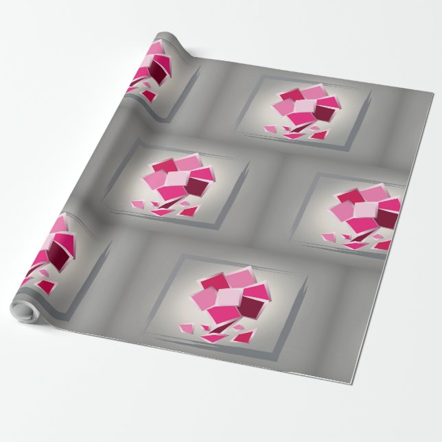 Abstrakte Fuchsie-Blume Geschenkpapier (Ungerollt)