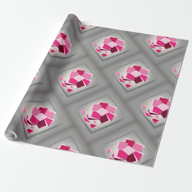 Abstrakte Fuchsie-Blume Geschenkpapier (Ungerollt)