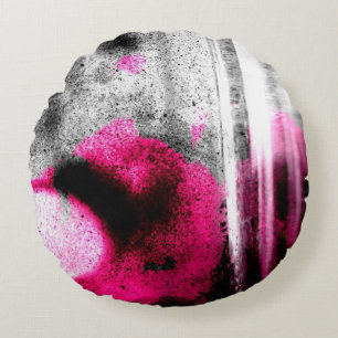 Abstrakte Fuchsien-, Graue und Rundes Kissen