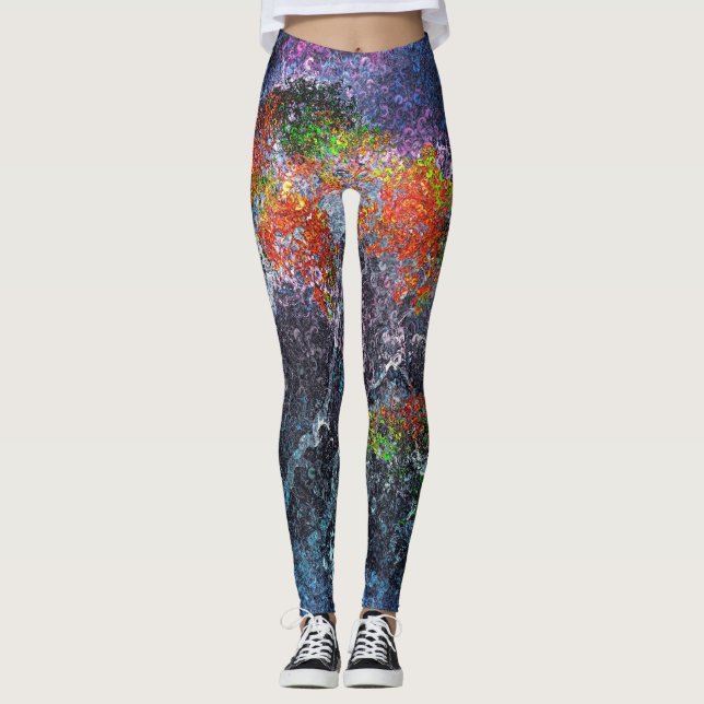 Abstrakte Funkelnd Bäume Leggings (Vorderseite)
