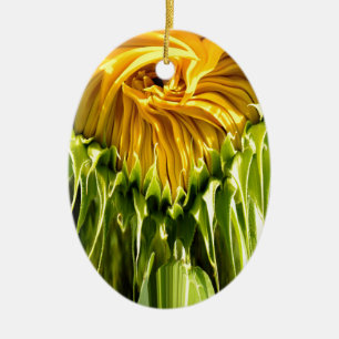 Abstrakte funkige Retro-Sonnenblume, erschreckende Keramik Ornament