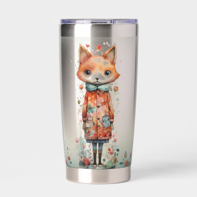 Abstrakte Funky Fox Lady Thermobecher (Vorderseite)