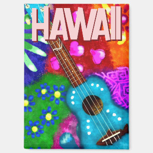 Abstrakte Funky Ukulele Floral Tropical Aquamarin  Magnet