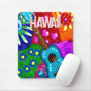 Abstrakte Funky Ukulele Floral Tropical Aquamarin  Mousepad