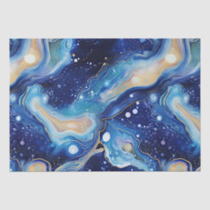 Abstrakte Galaxie-Kunst in blauen goldenen Wirbeln Seidenpapier