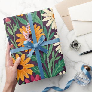 Abstrakte Gänseblümchen Schmetterlinge Geschenkpap Geschenkpapier