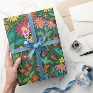 Abstrakte Gänseblümchen Schmetterlinge Geschenkpapier