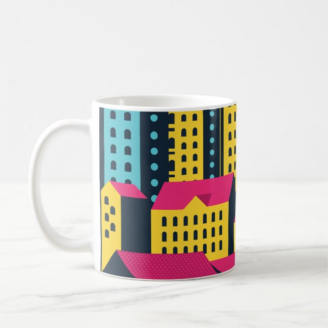 Abstrakte Gebäude Landschaft Vintag Kaffeetasse (Links)