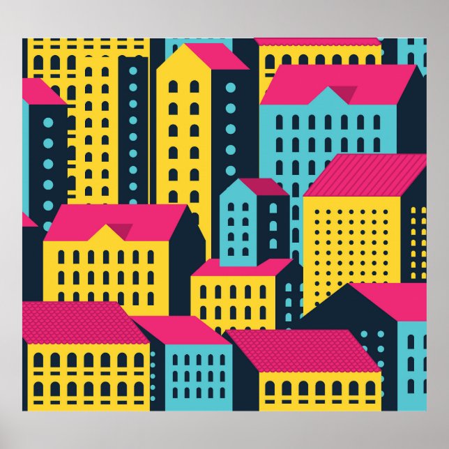 Abstrakte Gebäude Landschaft Vintag Poster (Vorne)